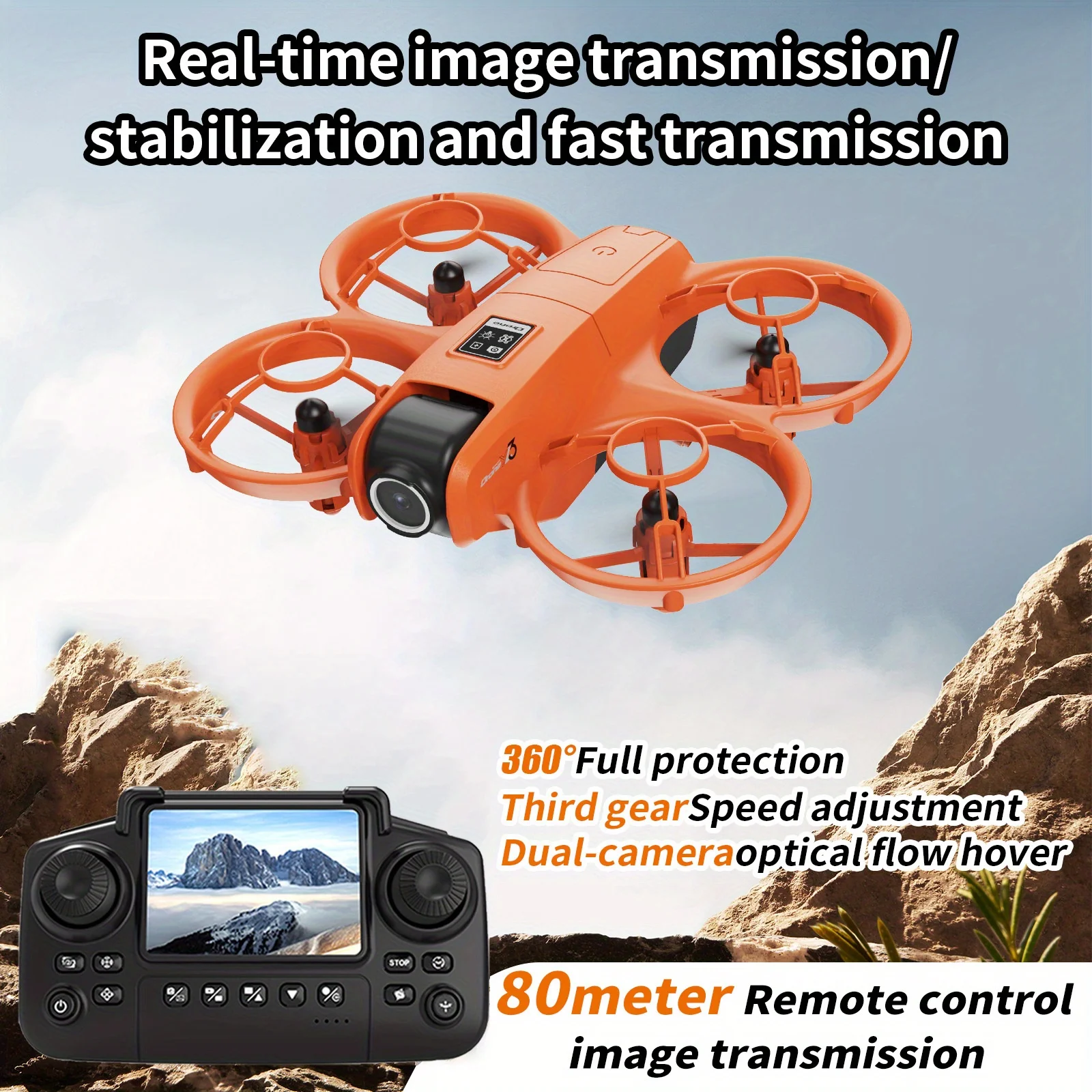 Drone Camera 4K - โดรนพกพาแบบพับได้รุ่น YL3 พร้อมกล้องคู่ความละเอียดสูง ระบบป้องกันภาพสั่นไหว ควบคุมด้วยท่าทาง ระบบควบคุมการบินด้วยการตรวจจับการเคลื่อนไหวของแสง